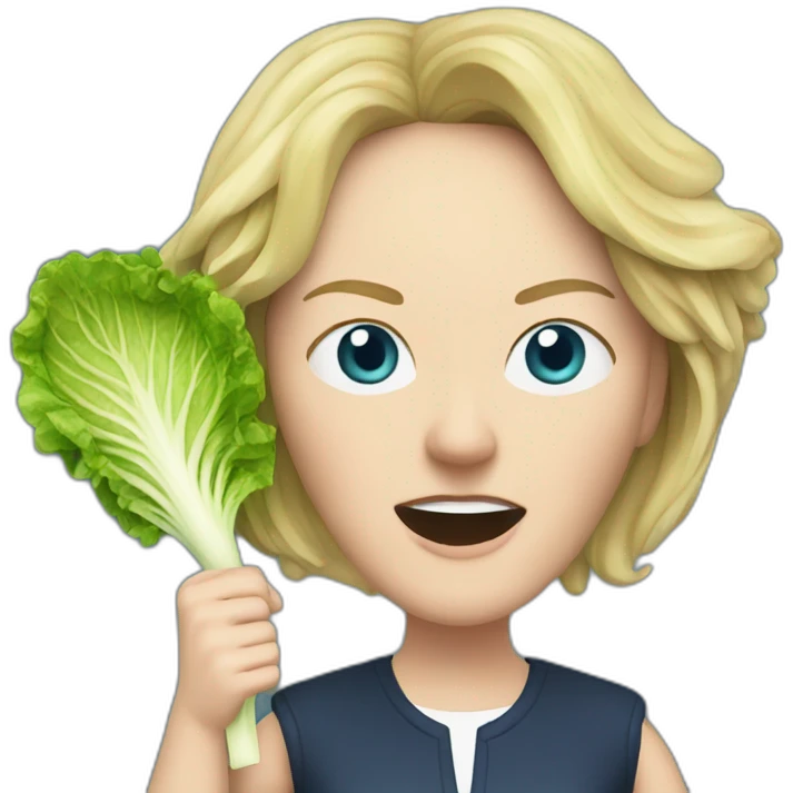 liz truss fighting a lettuce emoji