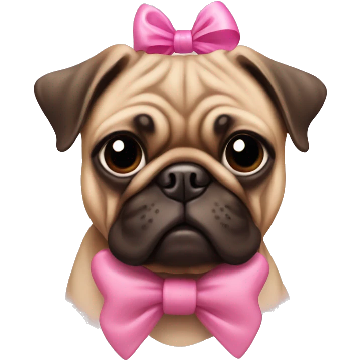 A brown pug with a pink bow on its head emoji