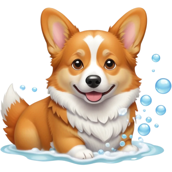 Corgi taking a bubble bath emoji