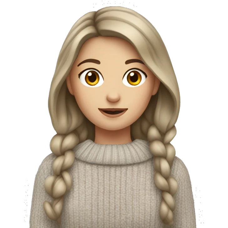 white brunette girl wearing sweater emoji