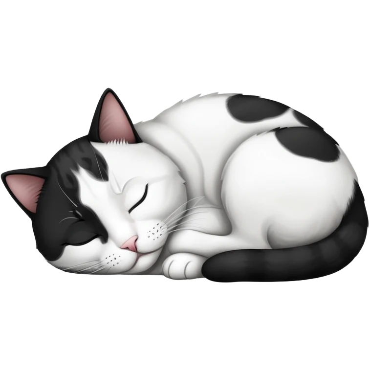 Black and white Devon cat sleeping emoji