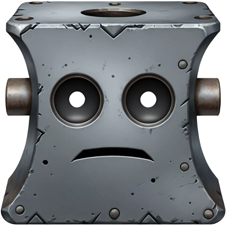 Iron anvil with poker face emoji