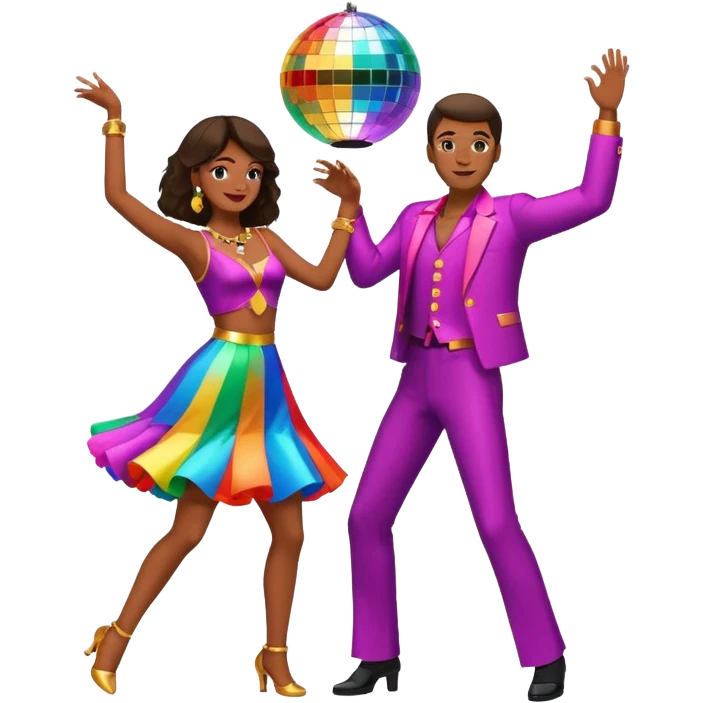 man and woman dancing under disco ball emoji