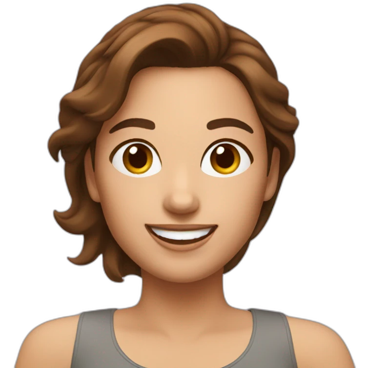 Happy Woman with Brown hair taking selfie emoji