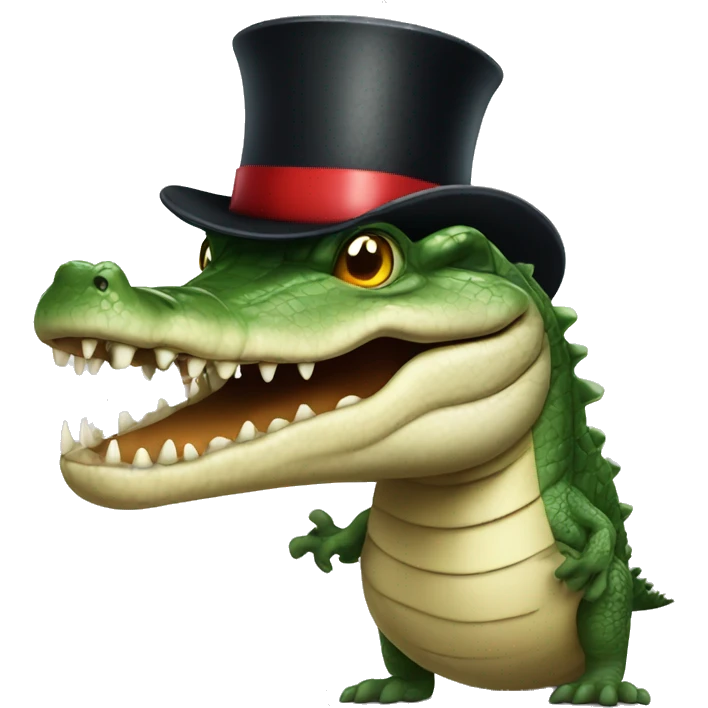 Crocodile with a top hat in war emoji