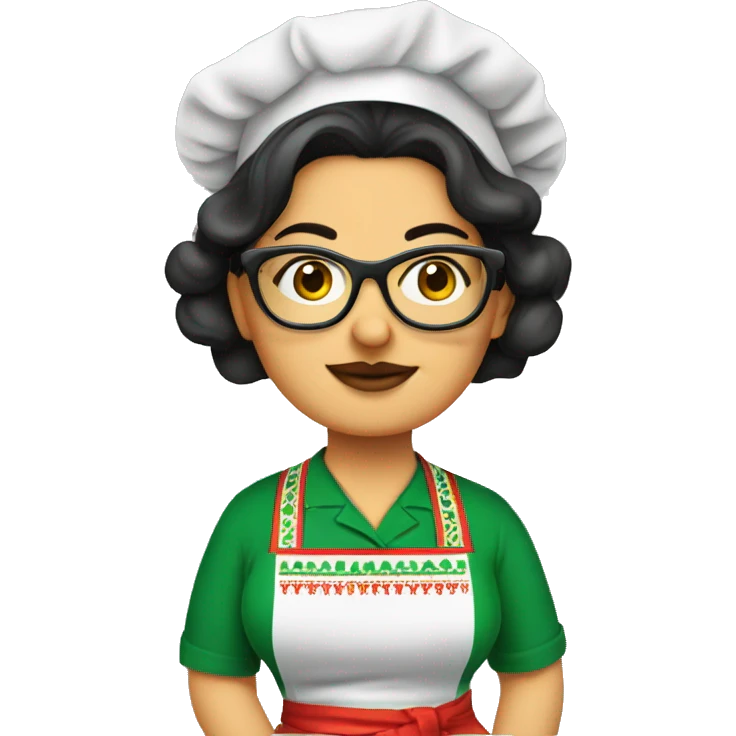 mexican chubby lady green apron  with glasses cooking tacos emoji