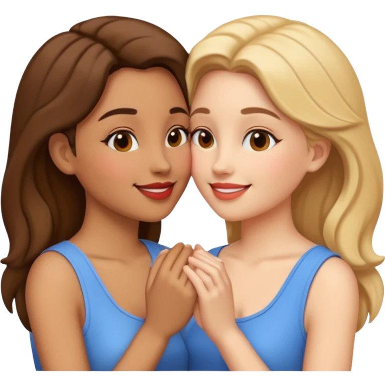 Two lesbians kissing holding hands emoji