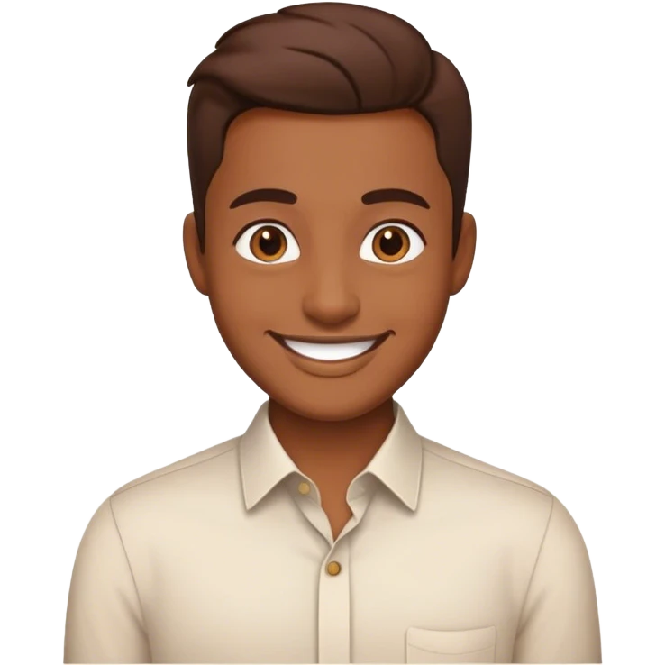 Person smiling, in shirt, elegrant. Emoji more like an emoji emoji