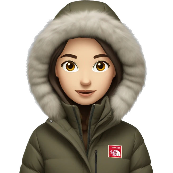 White  brunette Girl wearing northface parka emoji