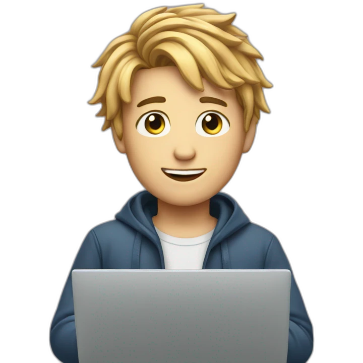 CERLY HAIR BOY WITH LAPTOP emoji