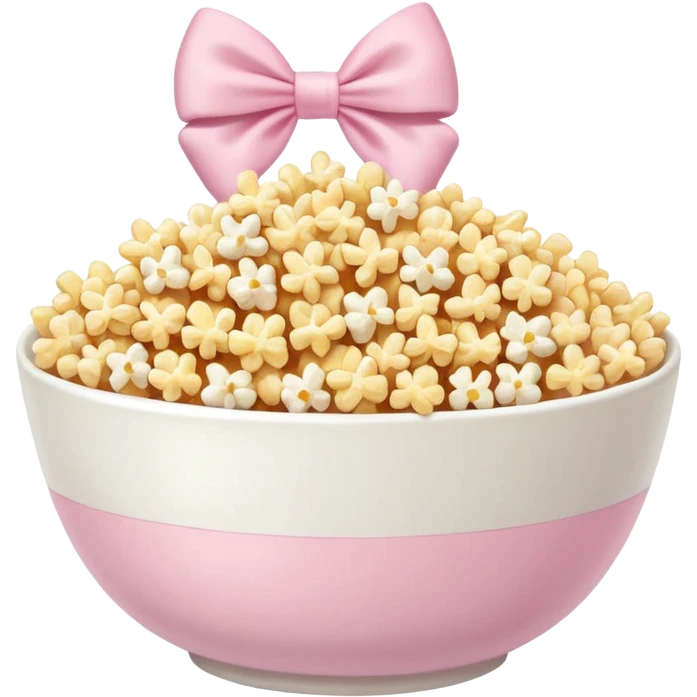popcorn soft texture in white bowl with pink pastel bow emoji