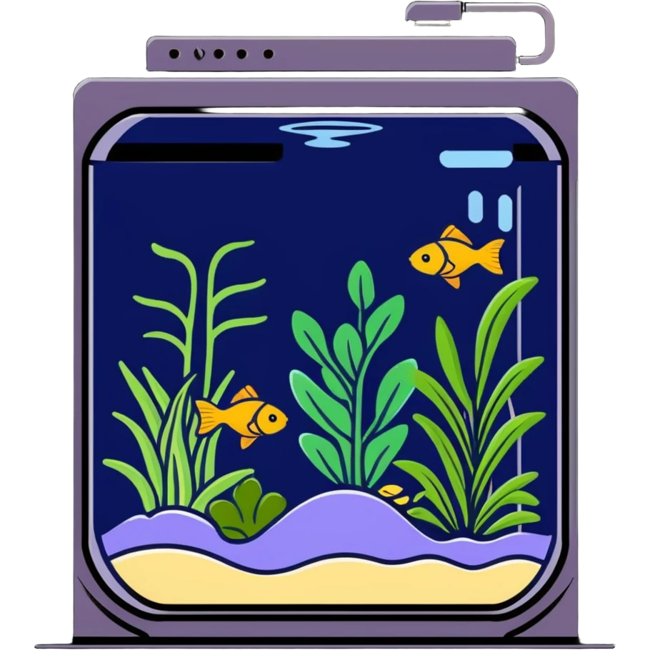 decorative home aquarium with plants emoji