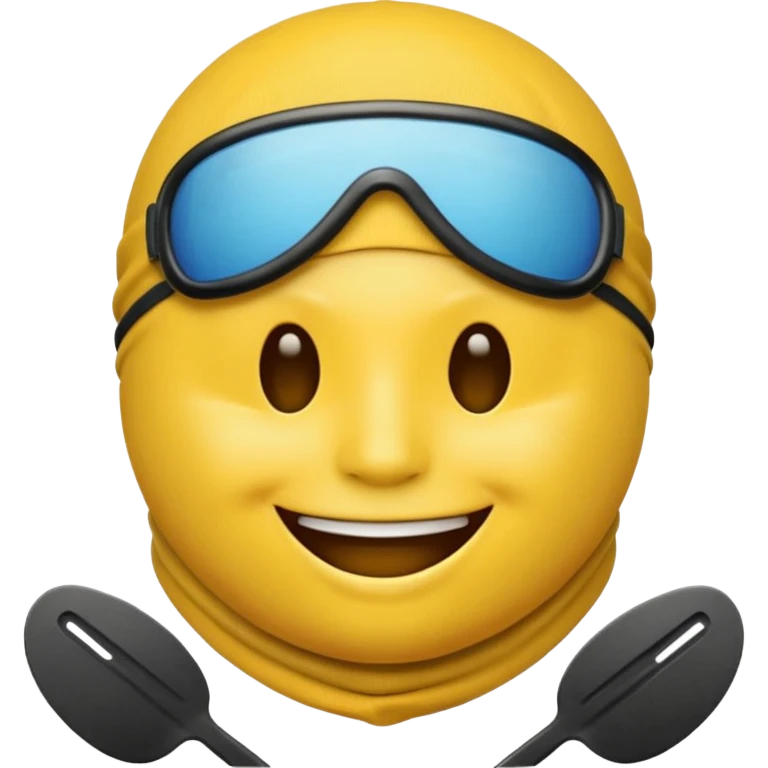 Regular round yellow emoji face wearing a ski mask and grills emoji