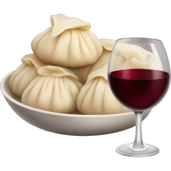 Georgian dumplings and glass red wine  emoji