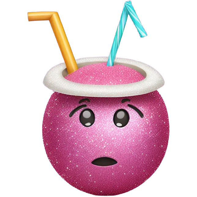 Pink coconut with juice and glitter  emoji