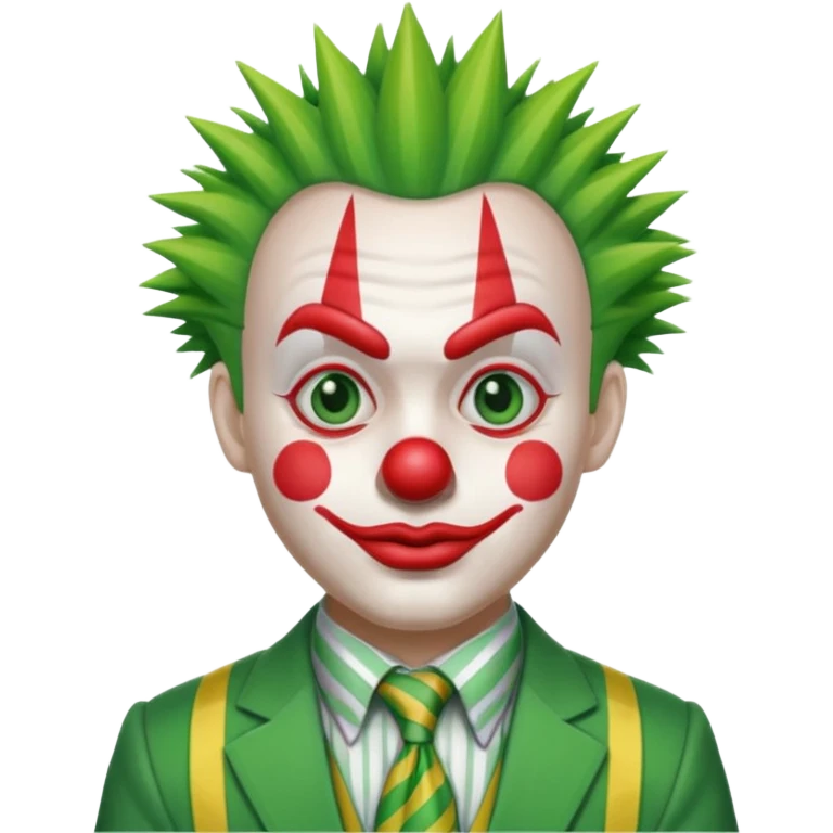 Clown with striped tie, green hair emoji