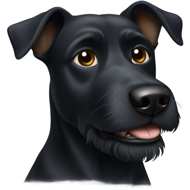 black dog with black beard on chin emoji