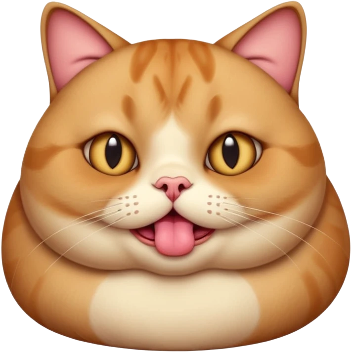 fat obese cat with giant eyes and giant tongue out emoji