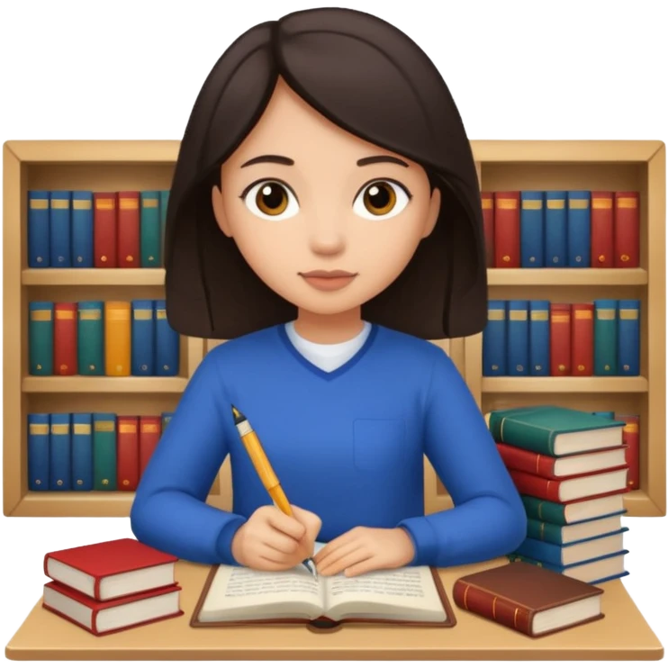 dark hair light skin girl with long hair studying for medical school exam  emoji