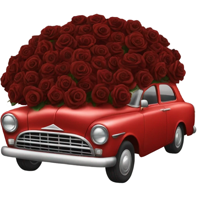 red car in the trunk many roses blsck emoji
