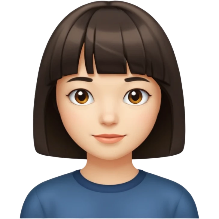 person with smirk and bob cut with bangs emoji