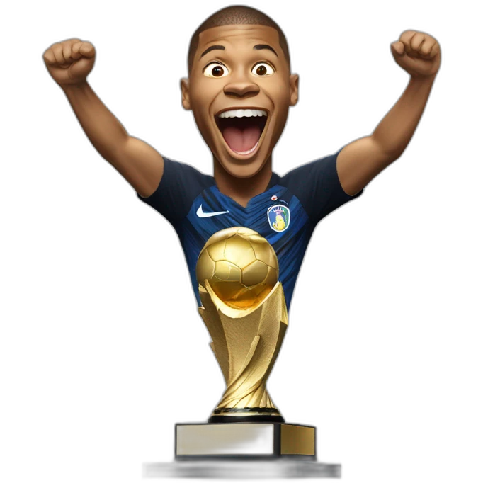 kylian mbappe, world cup, trophy, screaming, happy emoji