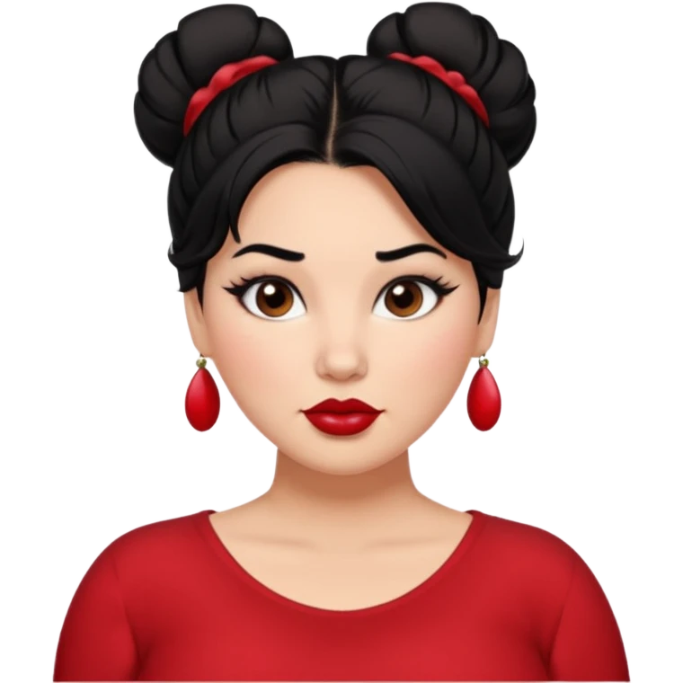Messy bun black hair brown eyes glamorous full women emoji