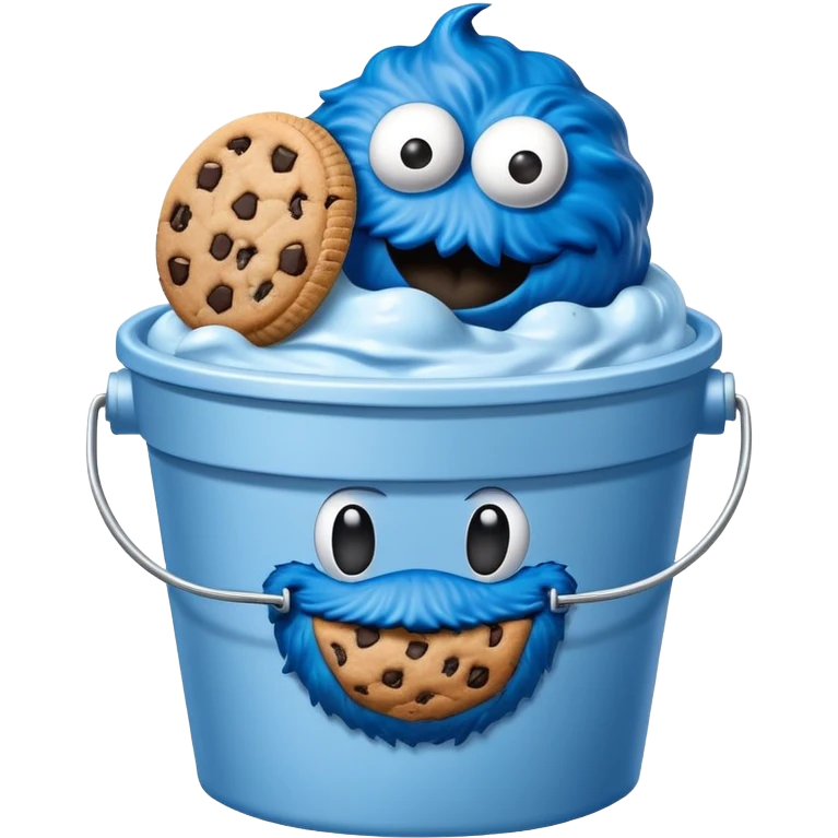 Bucket of cookie monster flavored ice cream emoji