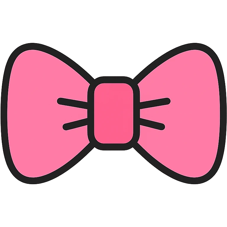 cute pink bow tie icon with color outline and black outlines emoji