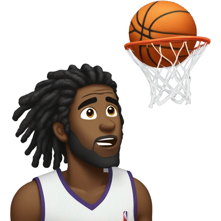 Black man with dreads missing a basketball shot emoji