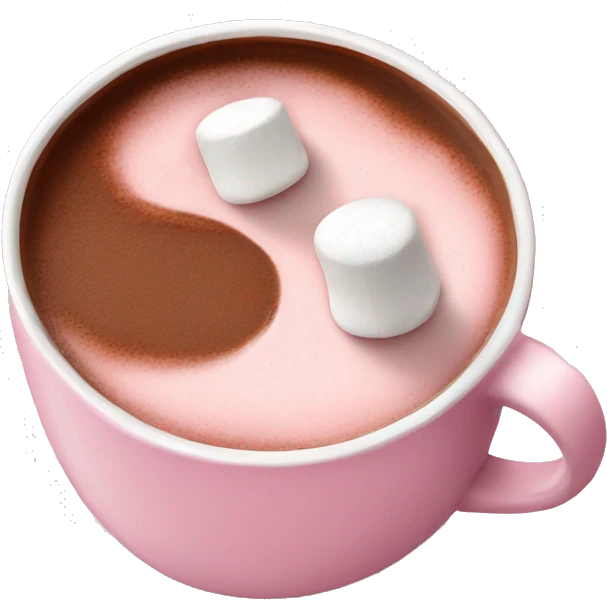 Light Pink mug of hot chocolate with marshmallows  emoji