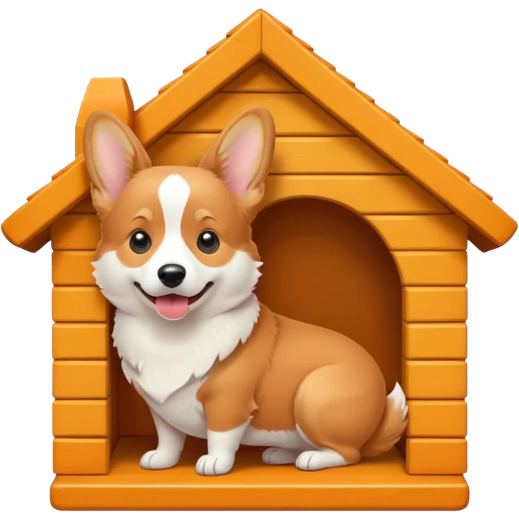 realistic corgi sitting inside a dog house, emoji style emoji