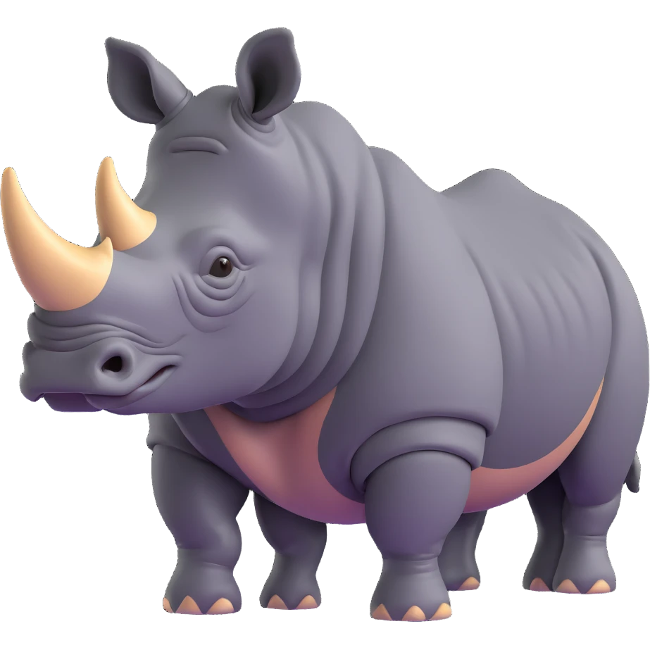realistic 3D rhinoceros with textured skin emoji