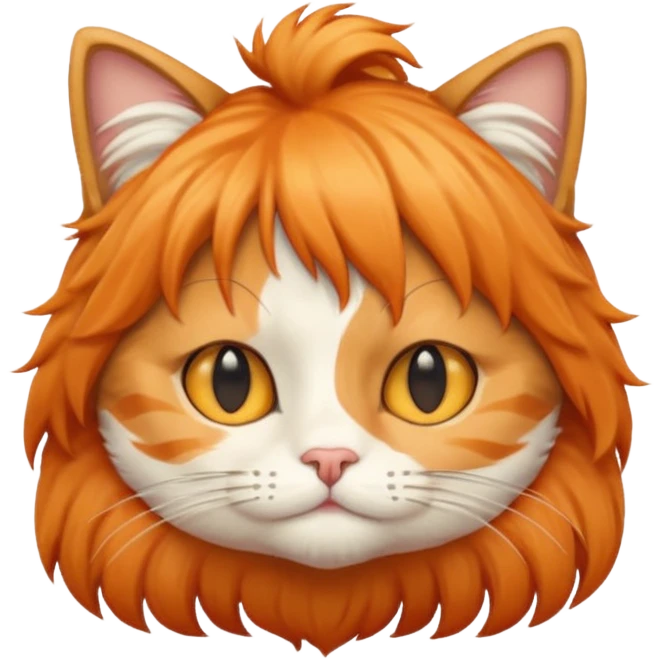 cat with styled human-like hair emoji