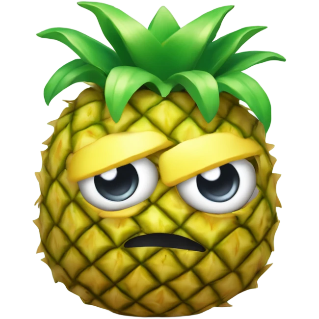 3D one shy pineapple  🍍 with big shiny eyes 👀 The pineapple cute embarrassed ☺️ emoji