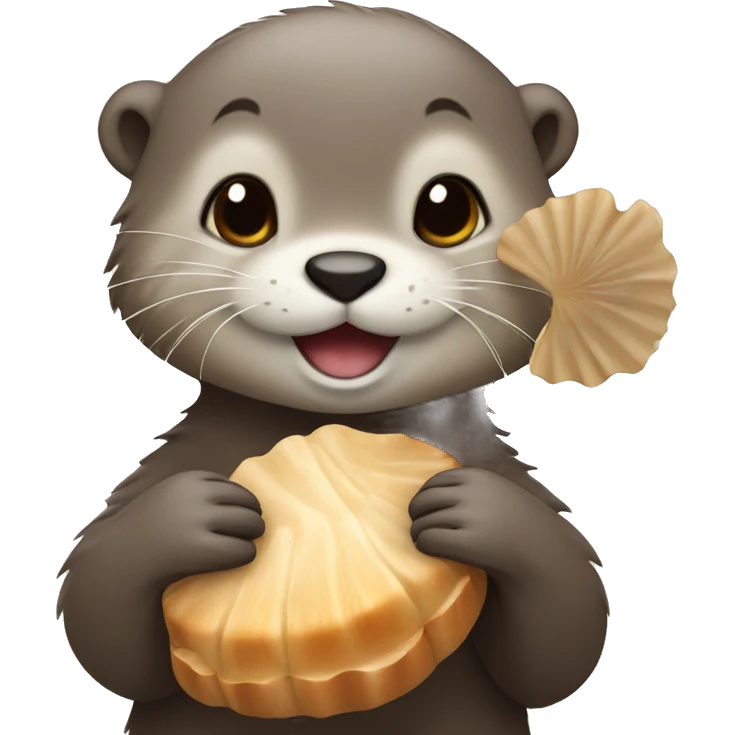 Cute Otter holding ten scallops emoji