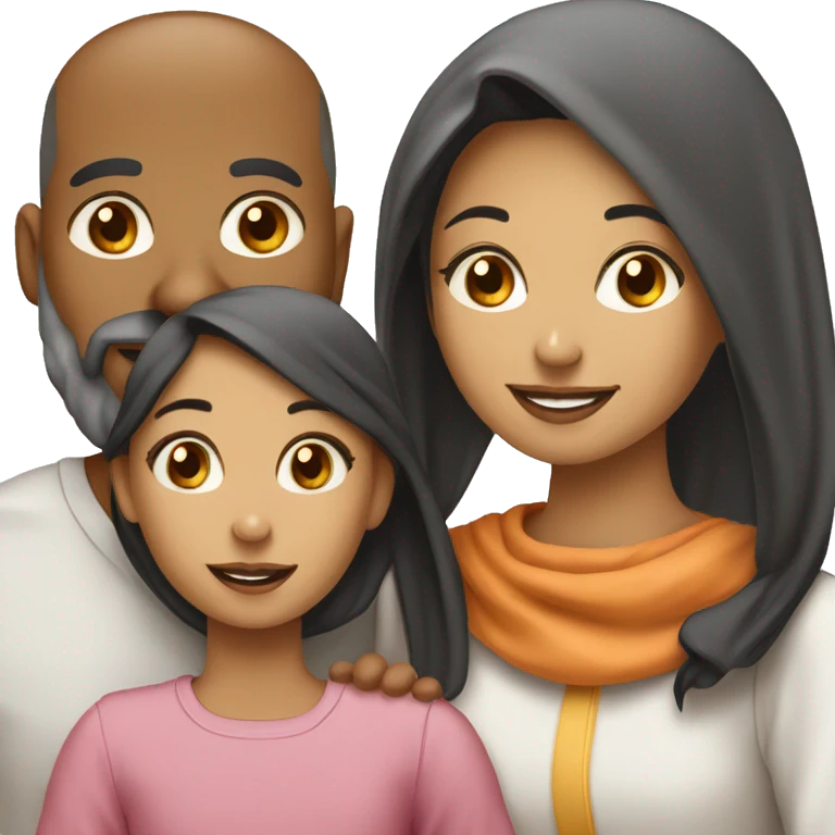 Moslem family. Father. Mother. 12 years old daughter. 6 years old daughter. Baby daughter emoji