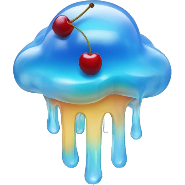 Blue sky jelly with a cherry on top and clouds emoji