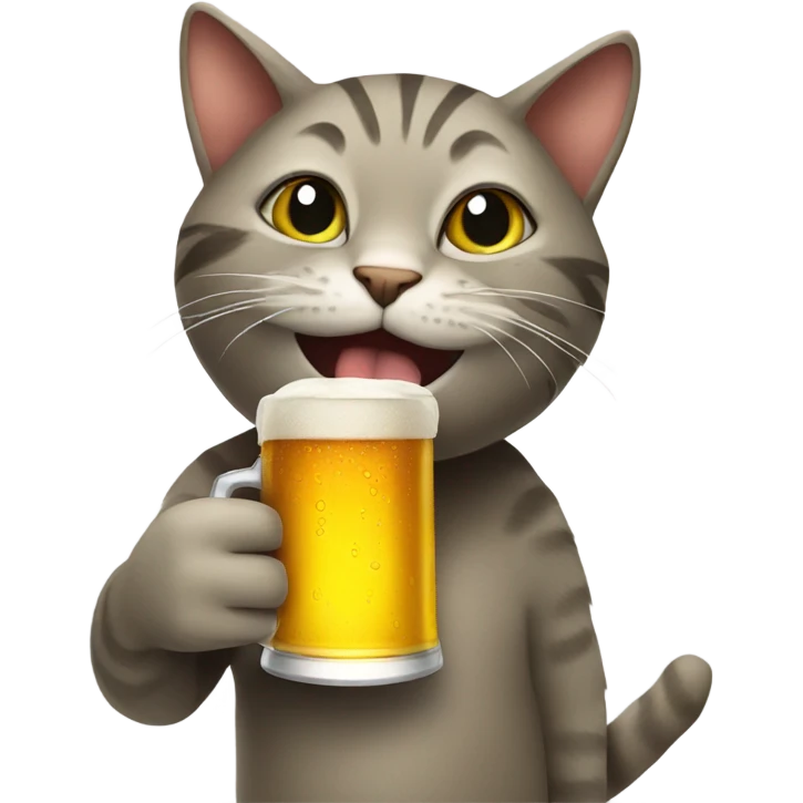 A cat holding a beer emoji
