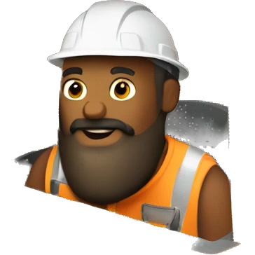 construction worker with a beard in bulldozer from bird perspective emoji