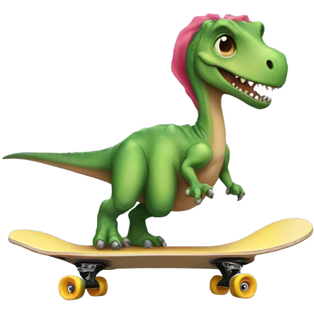 Dinosaur wearing a tutu on a skateboard  emoji