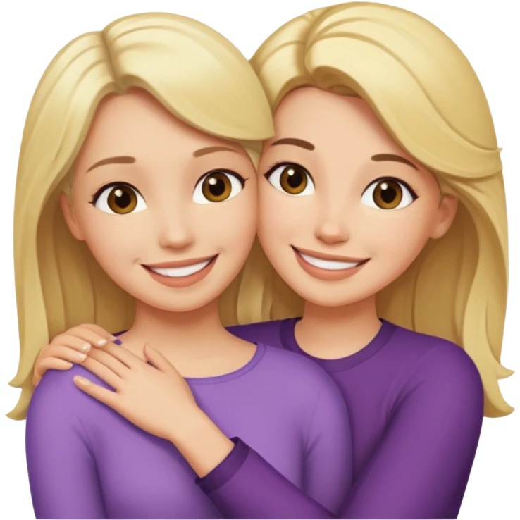 Blondynka przytulająca się do brunetki emoji