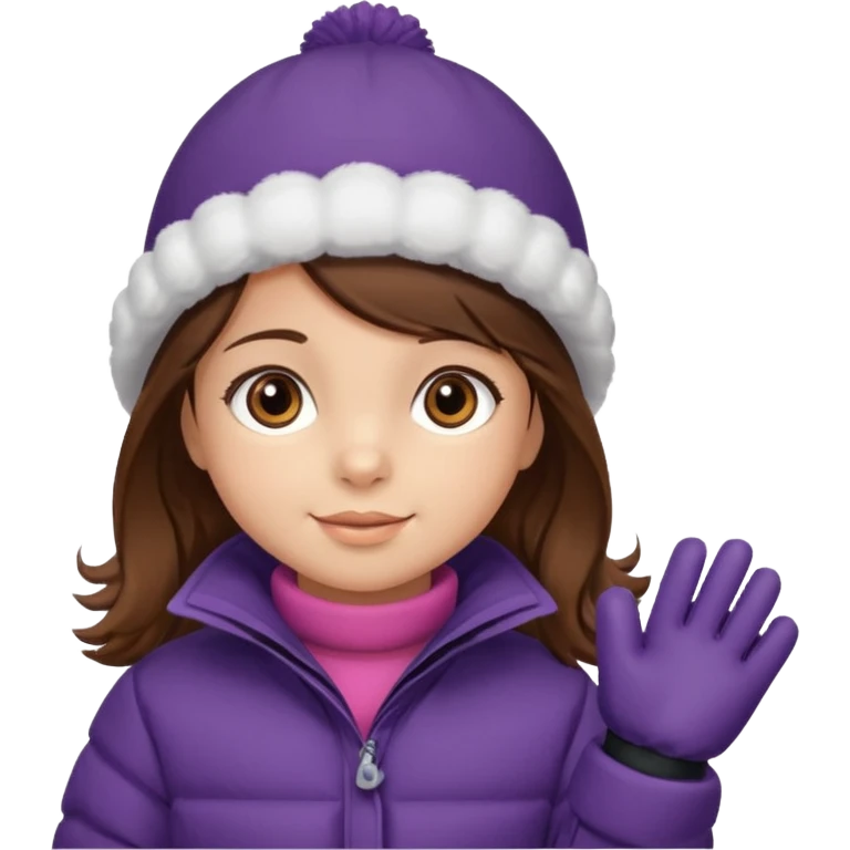 Niña  pequeña  5 años ojos castaños, pelo castaño, ropa invierno emoji