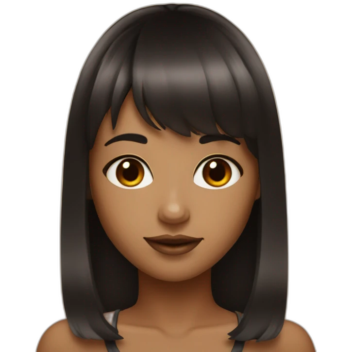 Light Tan girl with black wi try red highlights bangs emoji