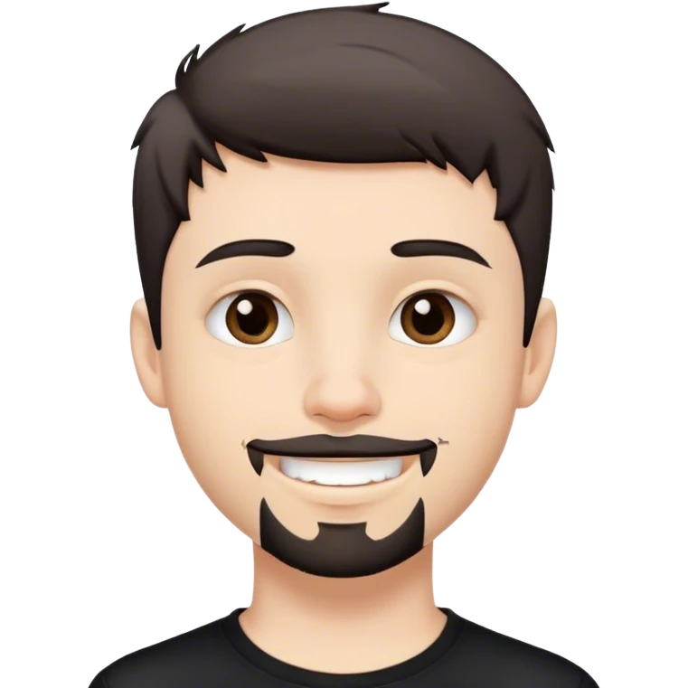 Cute white male, short dark colored hair and goatee, nose and lip piercing, emo smiling emoji