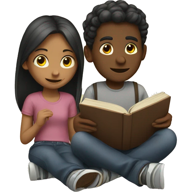 boy and girl reading emoji