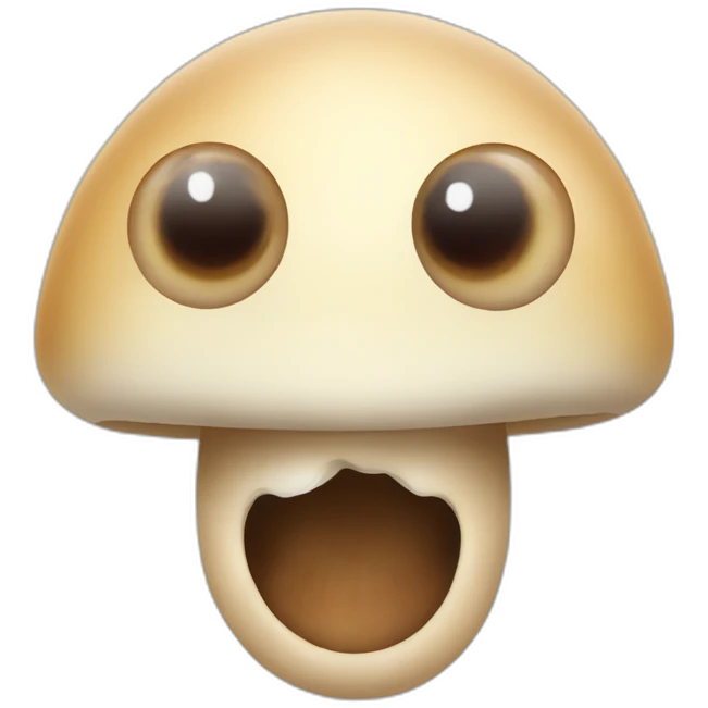 mushroom with human eyes nose and mouth  smiling emoji