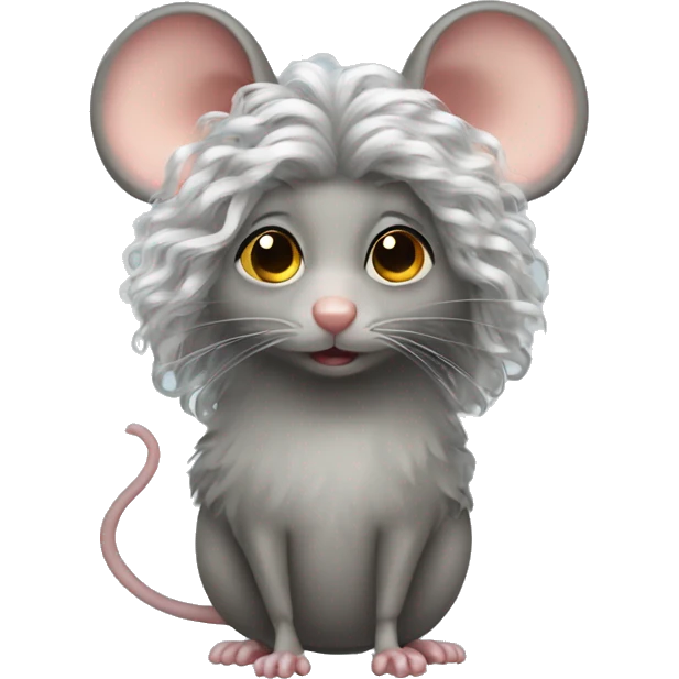 mouse with curly wig emoji