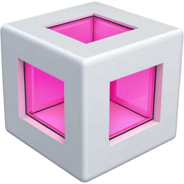 Сделай русскую панельку белого цвета. Она должна быть в виде куба, а также с окнами 3 на 3 на каждом фасаде. Некоторые окна неоново-розовые. Сверху окна нет emoji