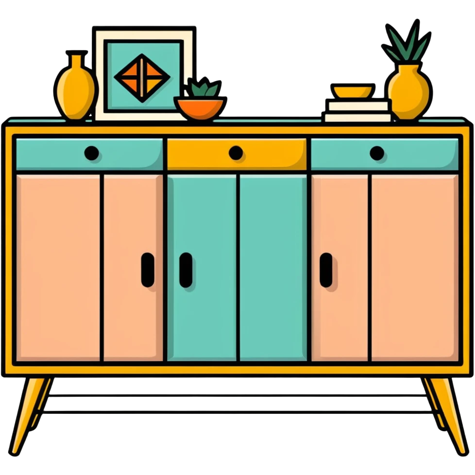 Mid century sideboard with geometric pattern emoji
